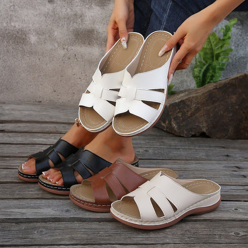 Damen bequeme Clogs mit offenem Zehenbereich und elastischen Bändern EB