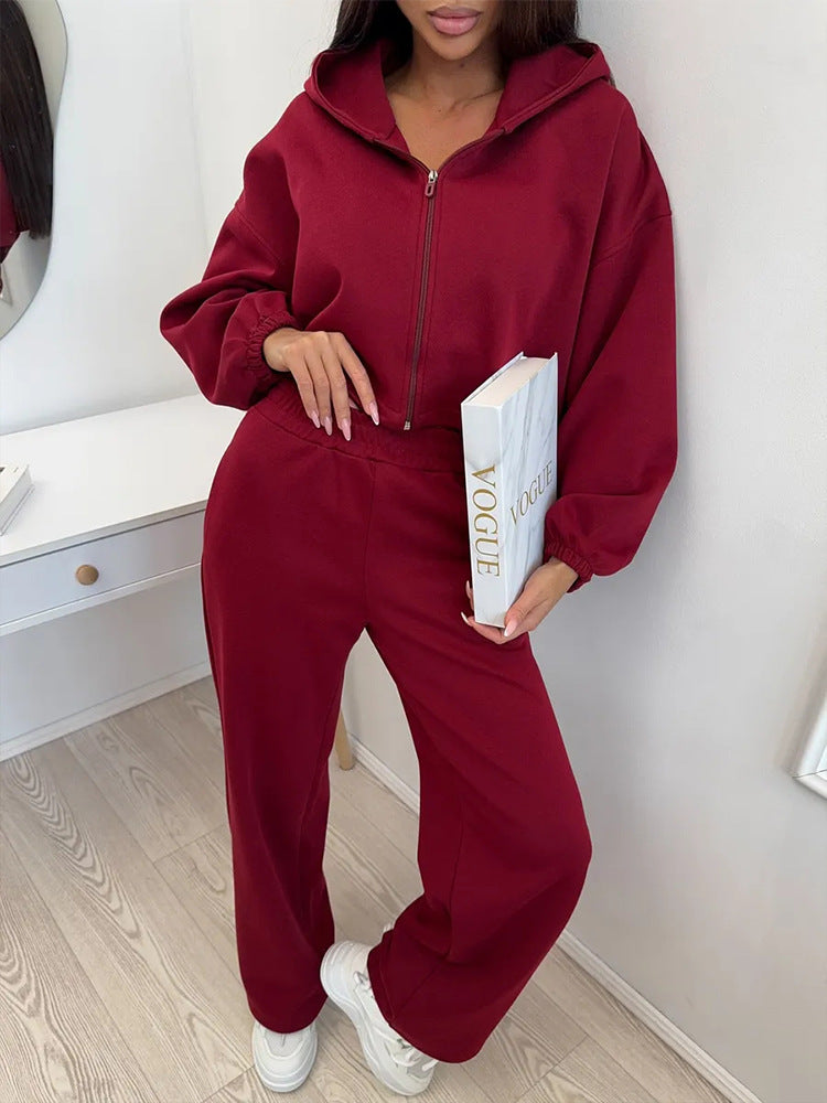 Damen lässiges Lounge-Set mit Hoodie und weiten Hosen EB