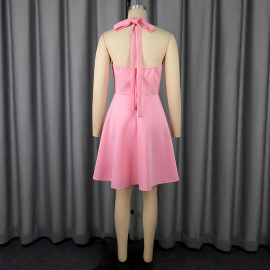 Damen elegantes Midikleid mit floraler Applikation und asymmetrischem Bund EB