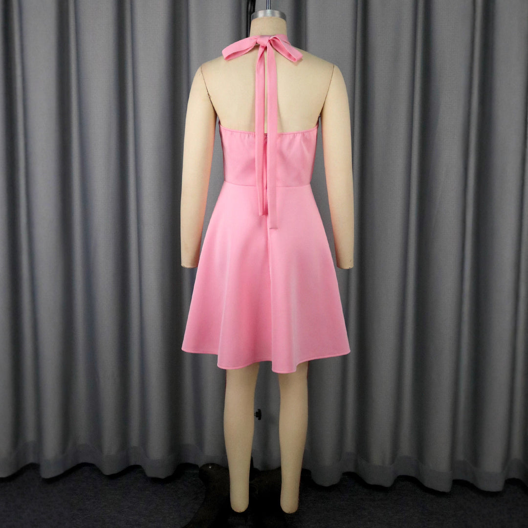 Damen A-Linien Cocktailkleid mit dekorativer Rosenapplikation EB
