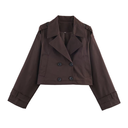Damen modische cropped Trenchjacke EB