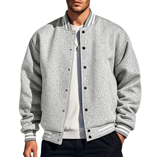 Herren nan schlanke Collegejacke im Collegestil mit Druckknopfleiste und kontrastierenden Rippbündchen EB