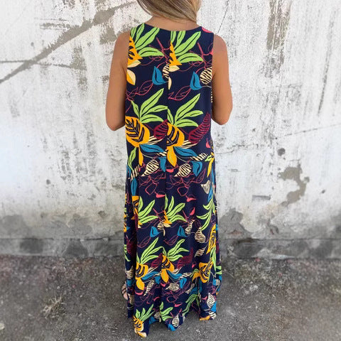 Damen Sommerliches Maxikleid mit buntem Tropenmuster EB