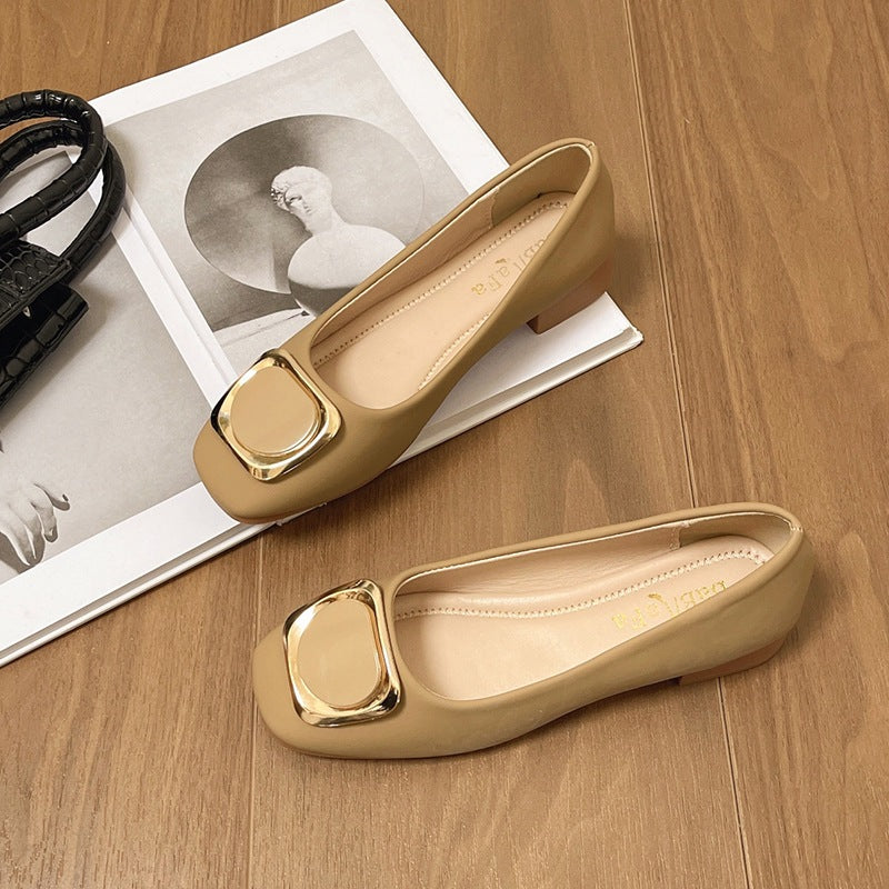 Damen elegante Ballerinas mit modischem Quadratverschluss EB