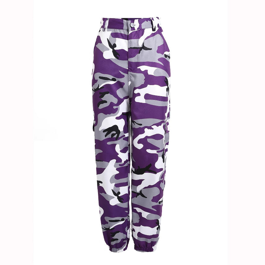 Damen Cargohose im modernen Camouflage-Design mit elastischem Bund und praktischen Taschen EB
