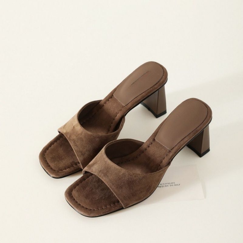 Damen Komfortable High Heel Mules EB