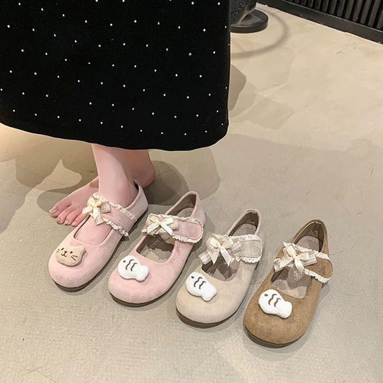 Damen Ballerinas mit niedlichem Tiermotiv und verstellbarem Riemen EB