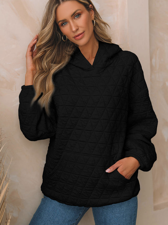 Damen Kapuzenpullover mit strukturiertem Steppmuster und praktischen Taschen EB