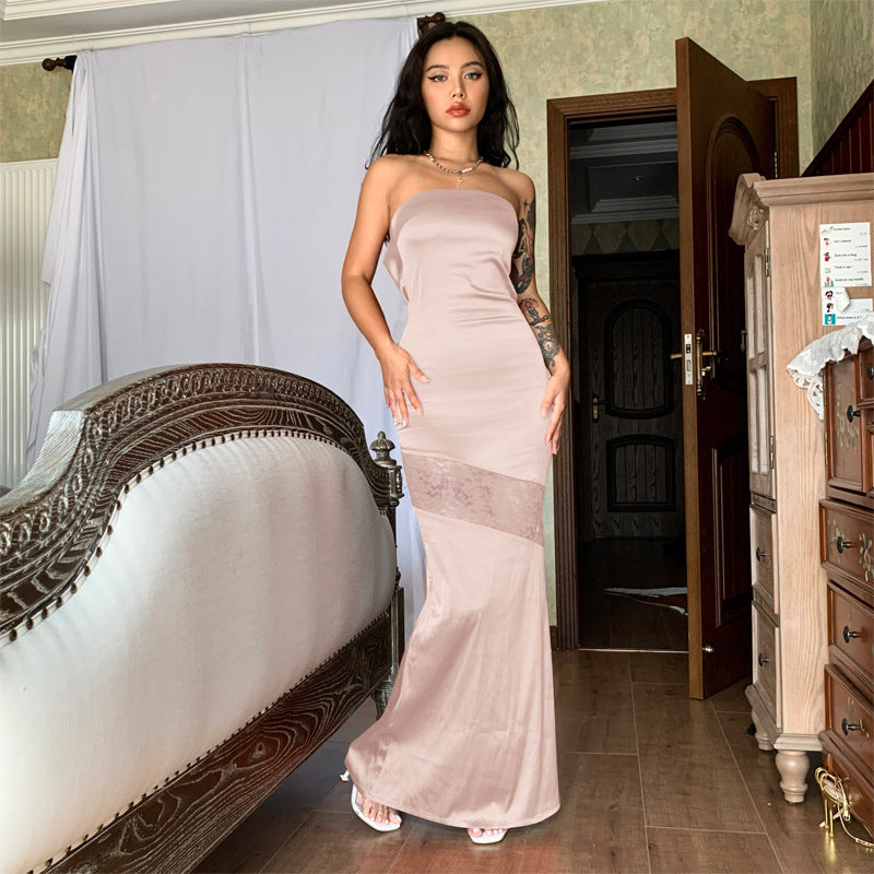 Damen Elegantes Abendkleid mit transparenten Einsätzen EB
