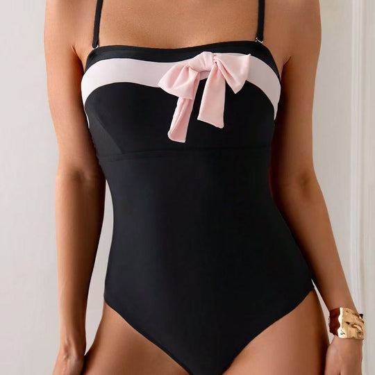 Damen Eleganter Badeanzug mit verspieltem Schleifendetail EB