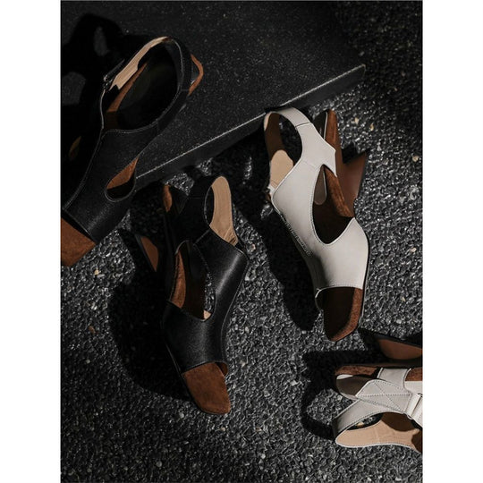 Damen elegante Open Toe Sandalen mit Blockabsatz EB