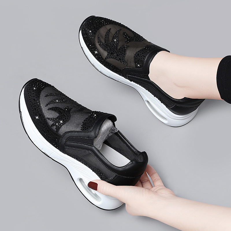 Damen Modische Mesh-Sneakers mit Glitzerakzenten EB