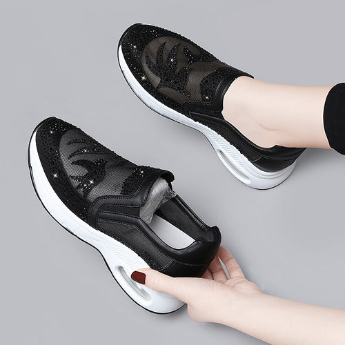 Damen Modische Mesh-Sneakers mit Glitzerakzenten EB