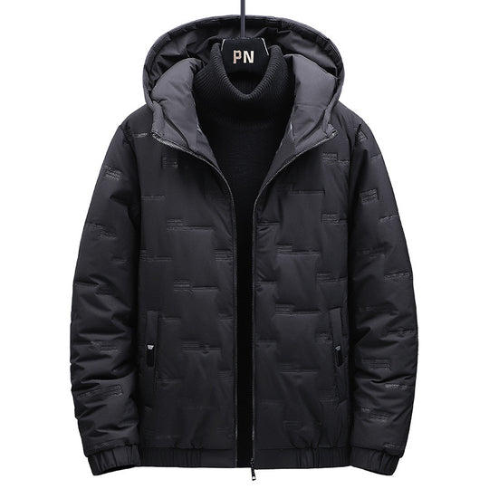 Herren Wattierte Kapuzenjacke mit geometrischer Steppung und winddichtem Saum EB