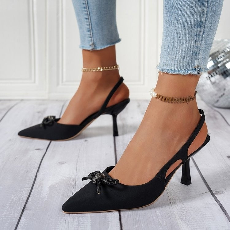 Damen Slingback Pumps mit glamourösem Schleifen-Design EB