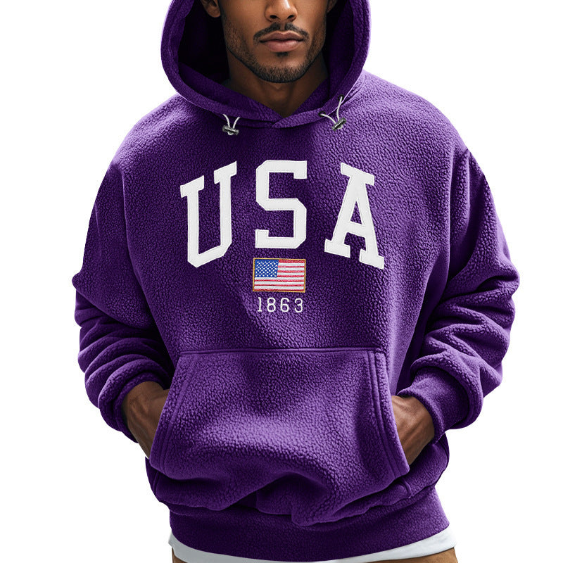 Herren Kuscheliger Fleece Hoodie mit USA-Print EB