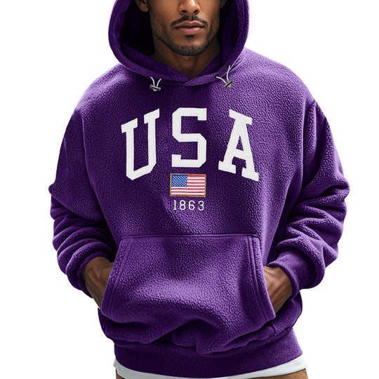 Herren Kuscheliger Fleece Hoodie mit USA-Print EB