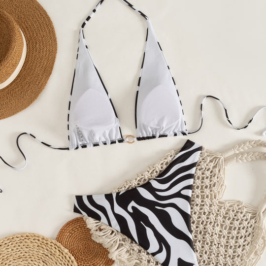 Damen Triangel-Bikini mit elegantem Zebra-Muster EB