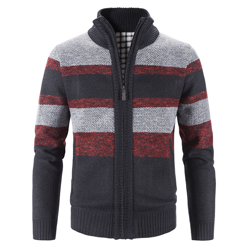 Herren modische Strickjacke mit Stehkragen und Reißverschluss EB