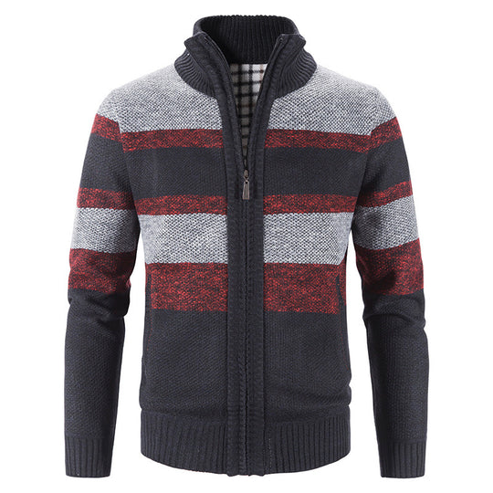 Herren modische Strickjacke mit Stehkragen und Reißverschluss EB