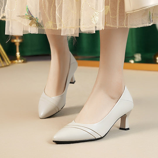 Damen Elegante Pumps mit modischem Rüschendetail und bequemem Blockabsatz EB