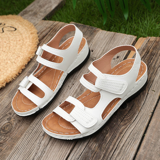 Damen bequeme Sandalen mit verstellbaren Klettverschlüssen und komfortablem Fußbett EB