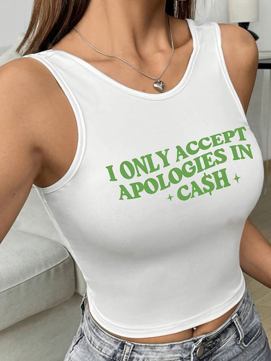 Damen Crop-Top mit kreativem Spruch und lässigem Schnitt EB