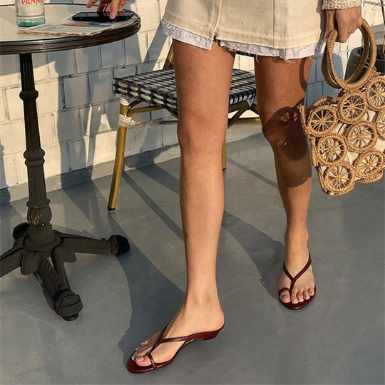 Damen elegante Zehentrenner-Sandaletten mit minimalistischem Design und modischem Riemen EB