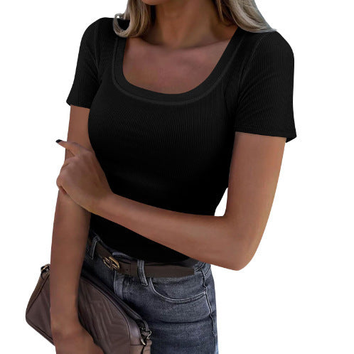 Damen Langarm Ripp-T-Shirt mit elegantem U-Boot-Ausschnitt EB