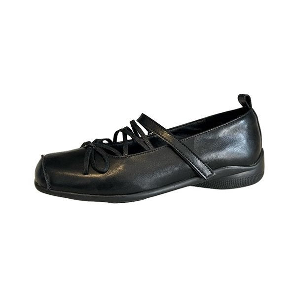 Damen bequeme Ballerinas mit elastischem Riemchen und gepolsterter Innensohle EB