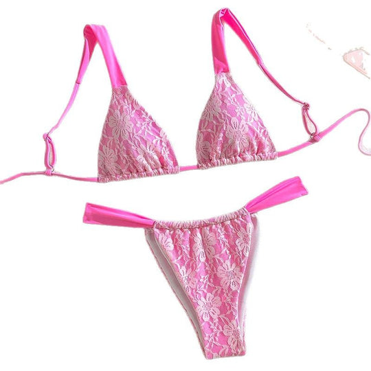 Damen Floral Lace Triangel-Bikini Set EB