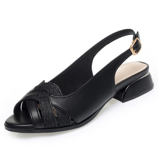 Damen Sling-Sandalen mit modischem Riemendesign und komfortablem Blockabsatz EB