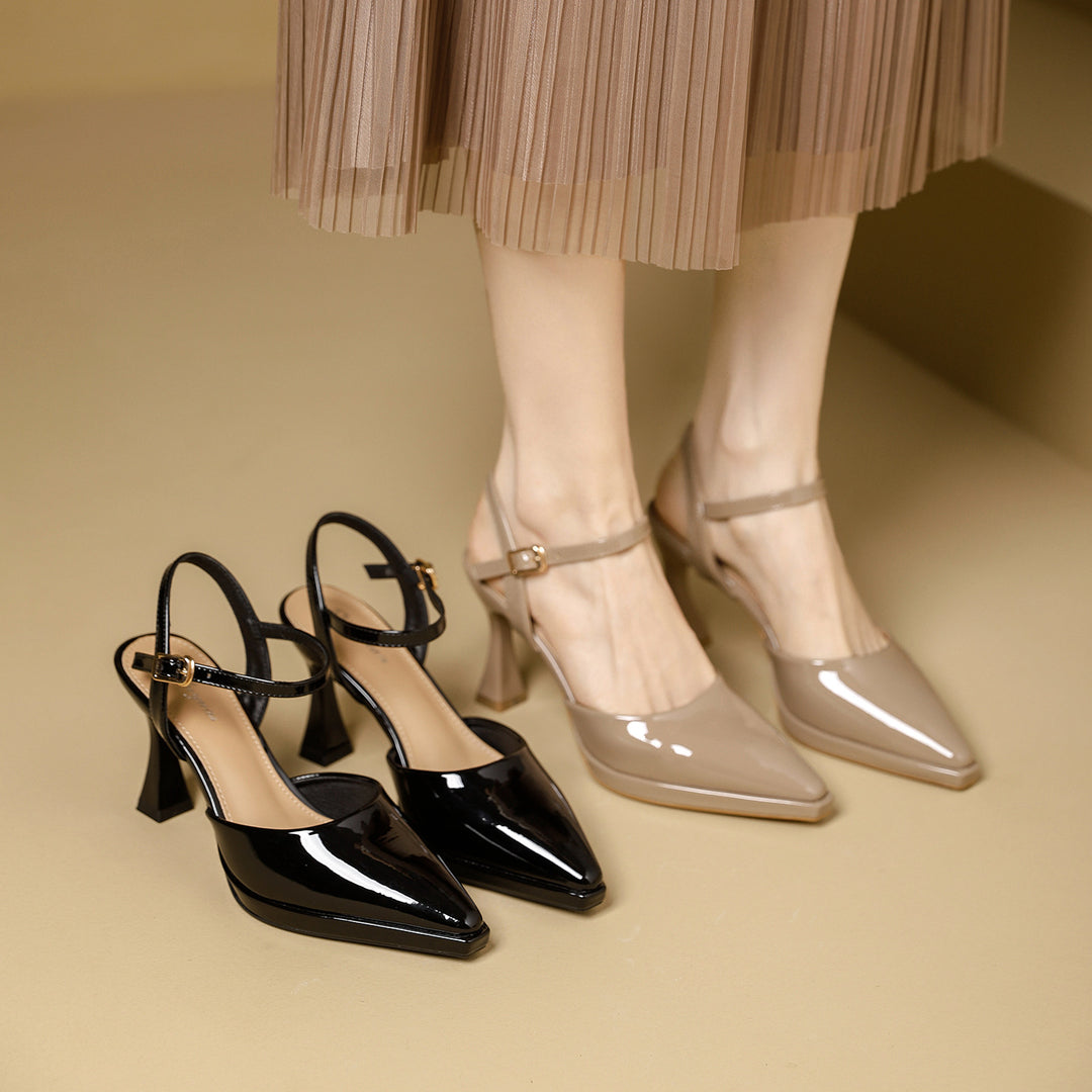 Damen Slingback-Pumps mit spitzem Design und dekorativem Riemen EB