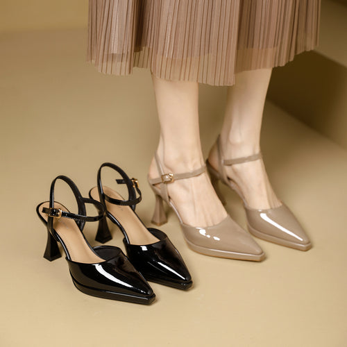 Damen Slingback-Pumps mit spitzem Design und dekorativem Riemen EB