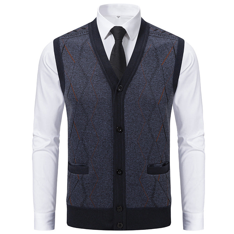 Herren modische Strickweste mit raffinierten Mustern und praktischen Taschen EB