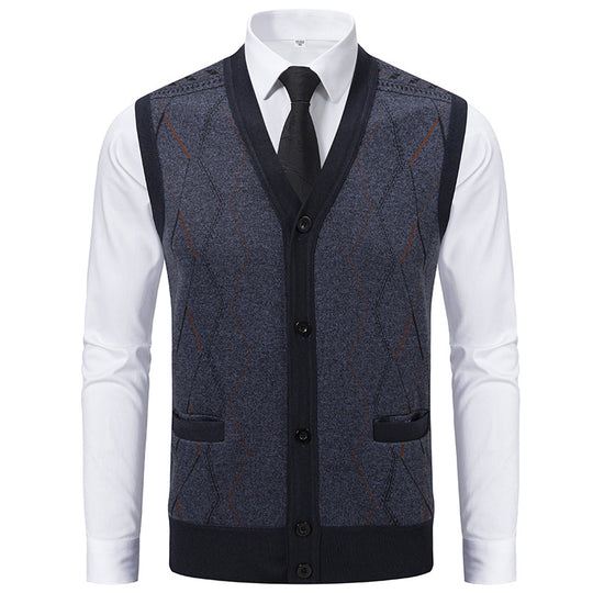 Herren modische Strickweste mit raffinierten Mustern und praktischen Taschen EB