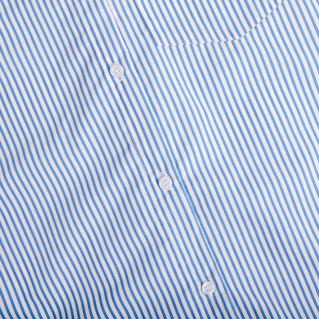 Damen Elegante, gestreifte Bluse mit klassischem Kragen und Taschen EB