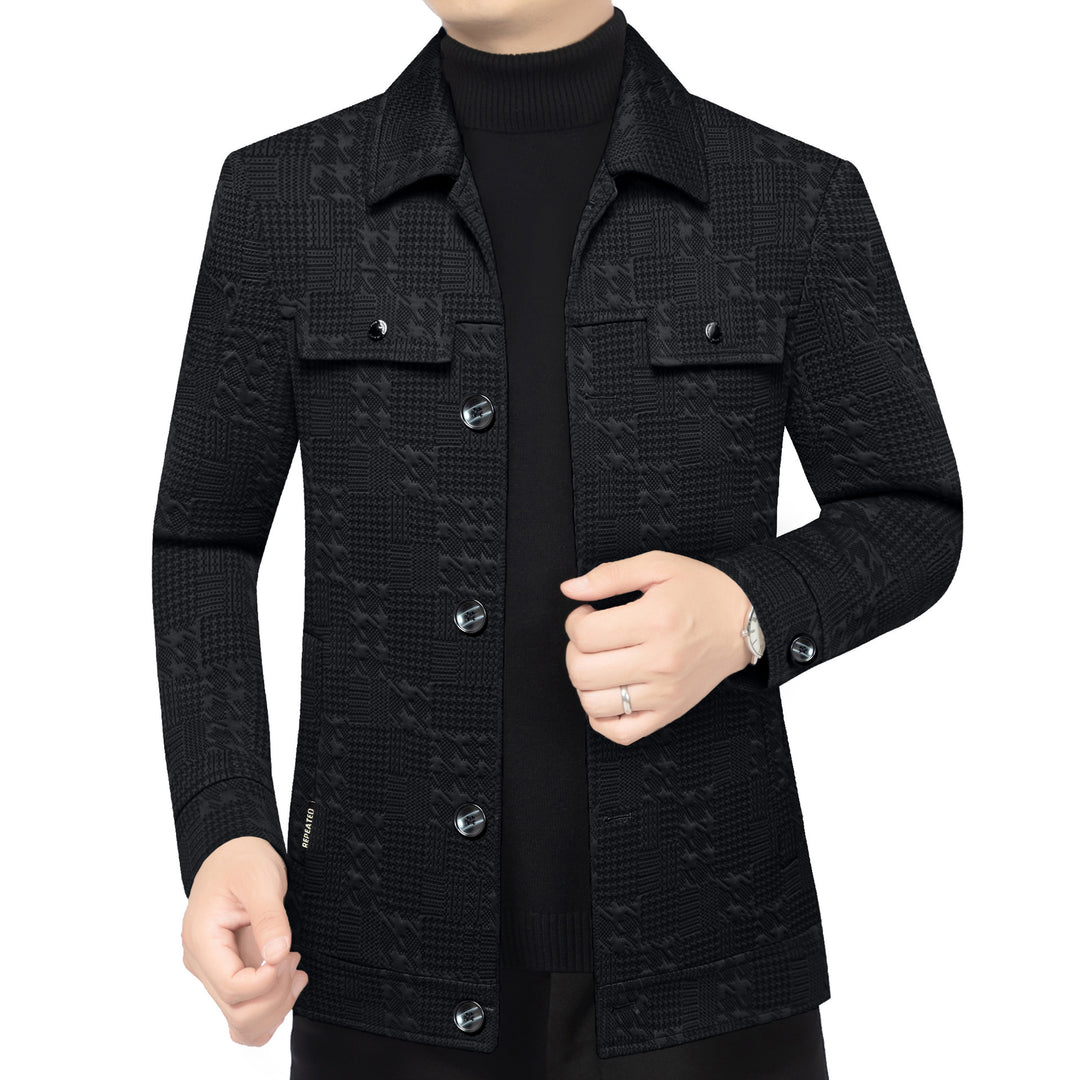 Herren Strukturiertes Overshirt im Glencheck-Relief mit Hemdkragen EB