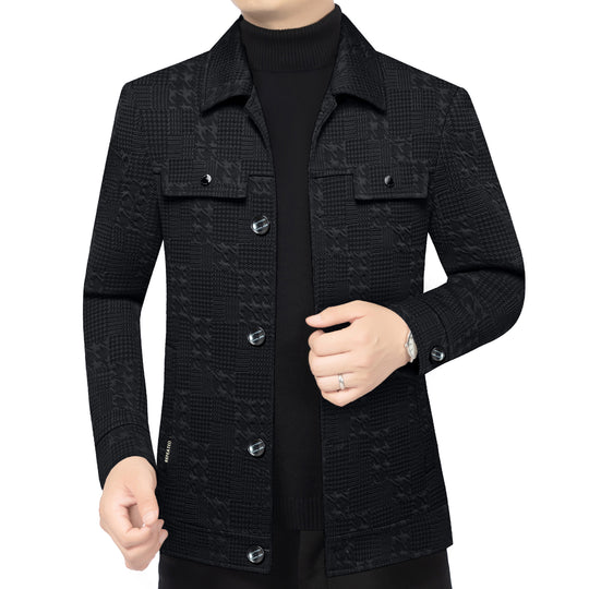 Herren Strukturiertes Overshirt im Glencheck-Relief mit Hemdkragen EB