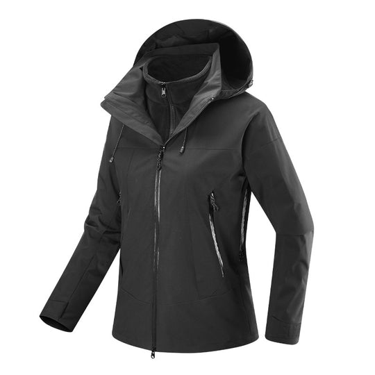 Damen Multikomfort Softshelljacke mit herausnehmbarem Fleece-Inlay und verstellbarer Kapuze EB