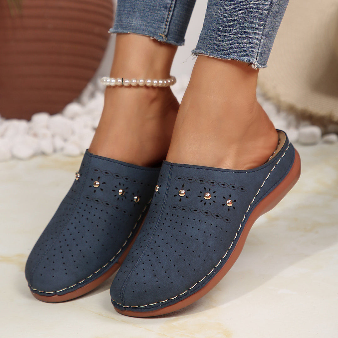 Damen Clogs mit floralem Muster und dekorativen Akzenten EB