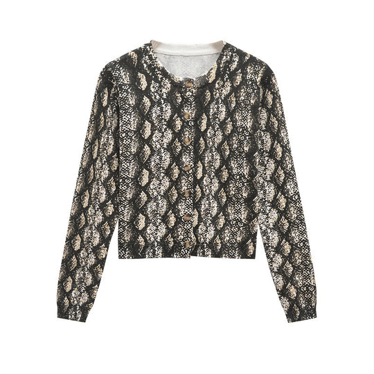 Damen Strickjacke mit Schlangenmuster EB