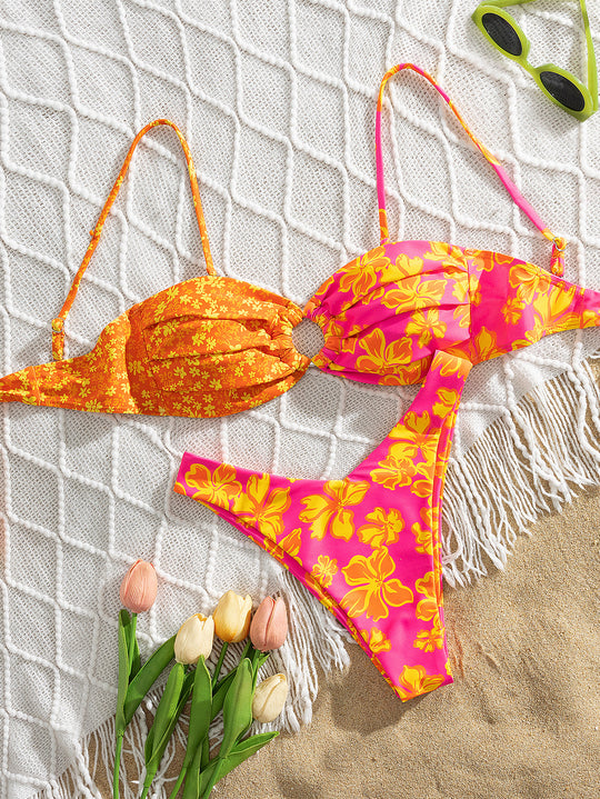 Damen Triangel-Bikini mit floralen Mustern EB