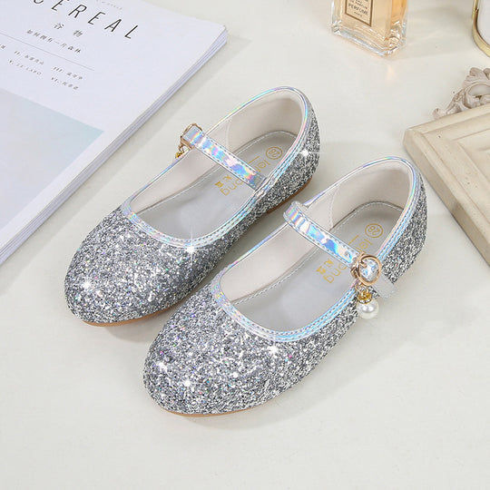 Mädchen Glitzernde Mary Jane Ballerinas mit Perlenapplikation EB