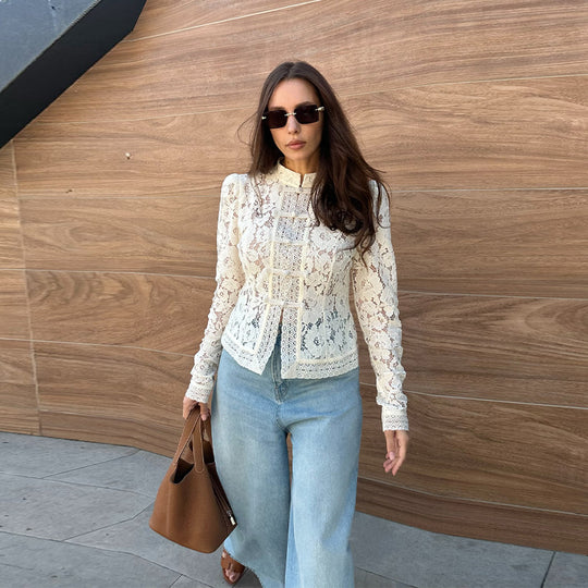 Damen Spitzenbluse mit eleganten Details EB
