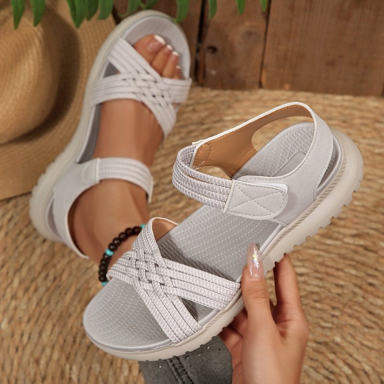 Damen Komfortable Riemchen-Sandalen mit verstellbarem Klettverschluss EB
