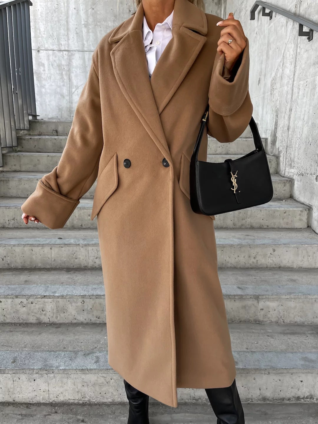 Damen Eleganter Oversized-Wollmantel EB