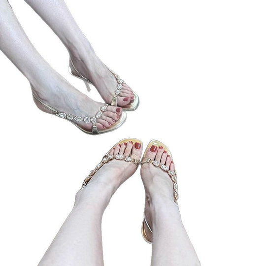 Damen elegante Strass-Sandalen mit hohem Absatz EB