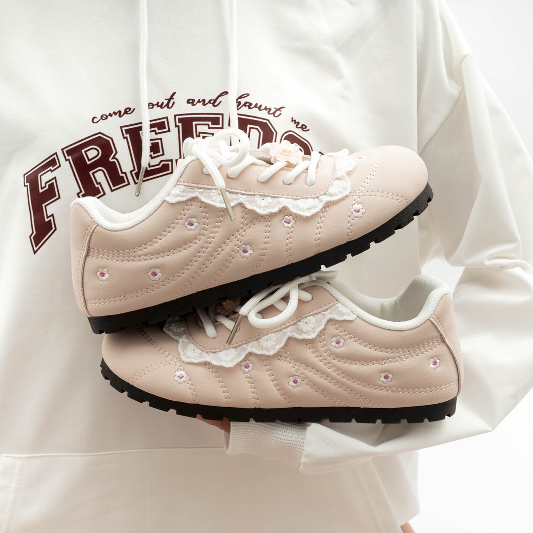 Damen Sneakers mit verspieltem Blumen-Muster und rutschfester Sohle EB