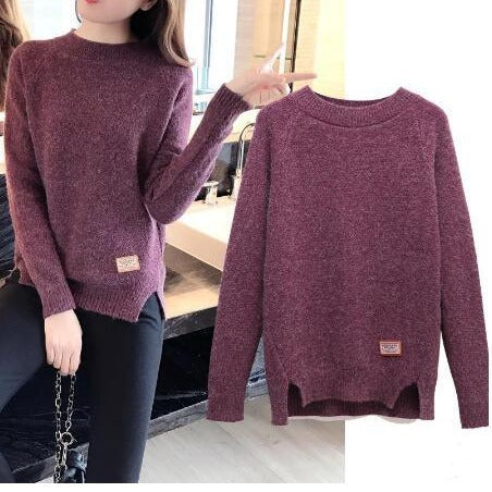 Damen eleganter Strickpullover mit strukturiertem Gewebe EB